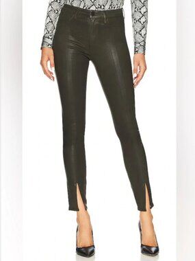 L'Agence Womens Size 27 Jyothi High Waist Skinny Jeans Black Coated Noir